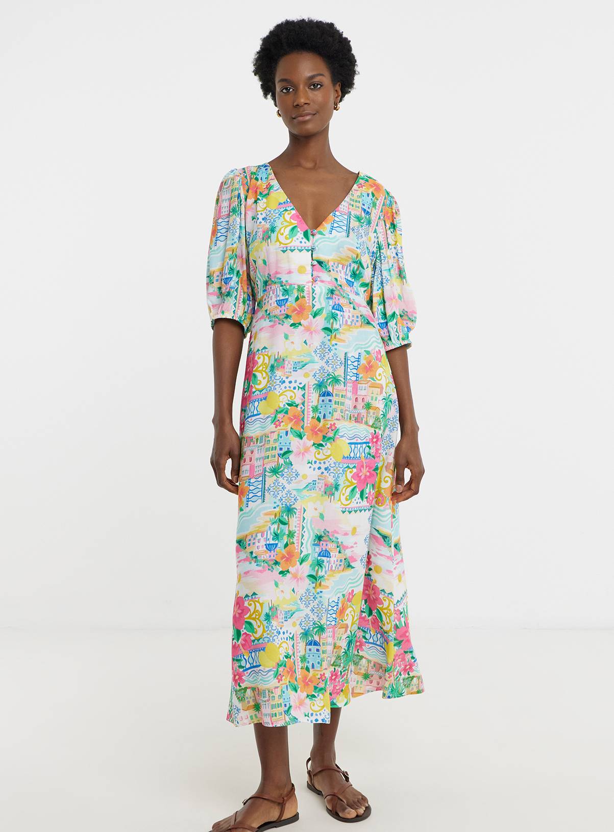 JD WILLIAMS Printed Linen Tea Dress 30 - Image 1